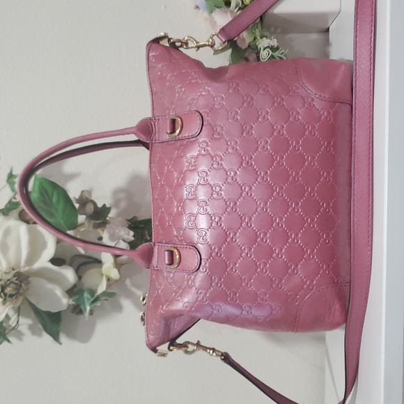 🇮🇹Gucci Guccissima Metallic Soft Heart Bit Leather Tote Bag In"Fresia Rose"💓 - Picture 6 of 17